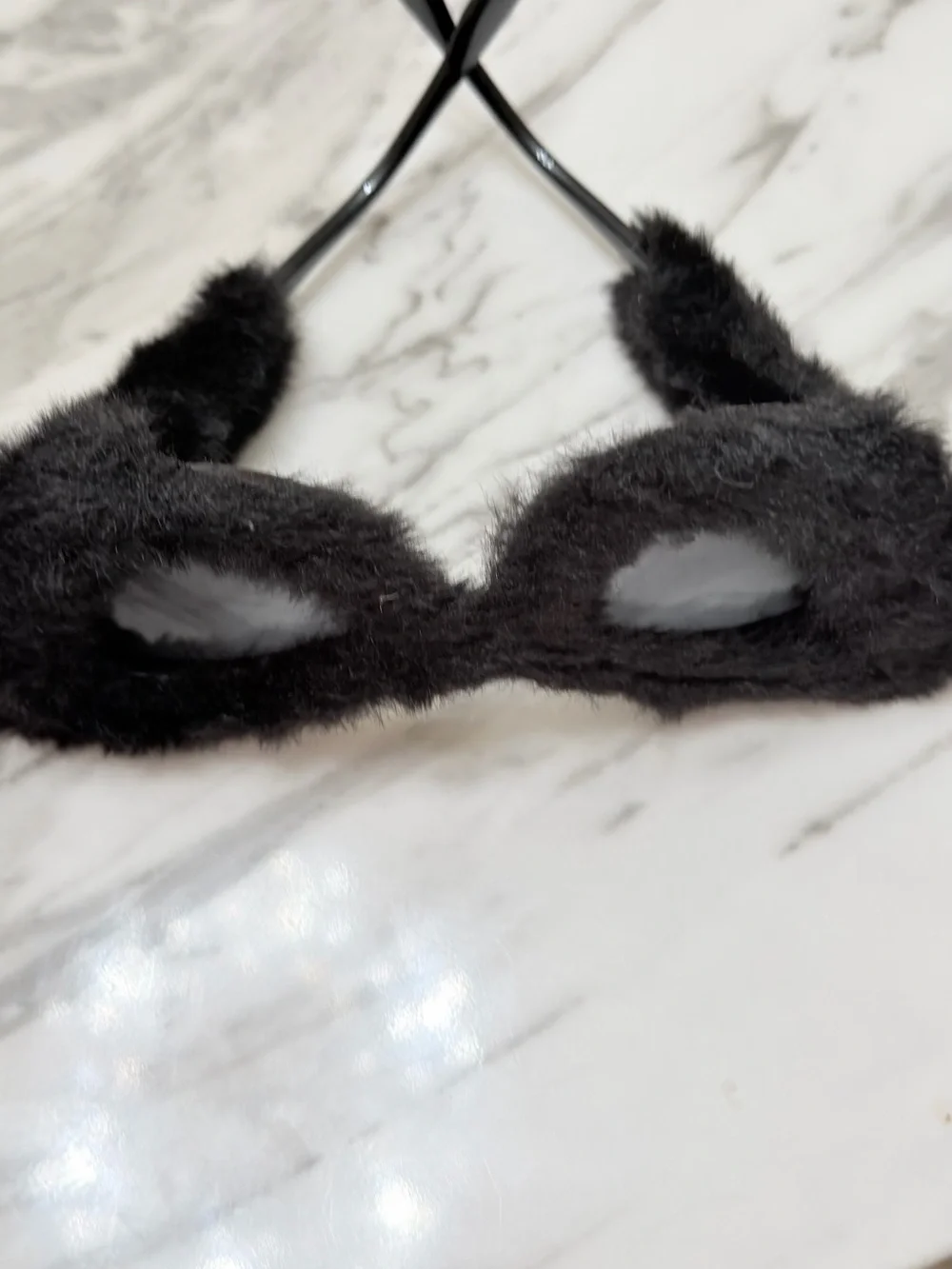 Black Fuzzy Cat Sunglasses - Plush Pet Accessory